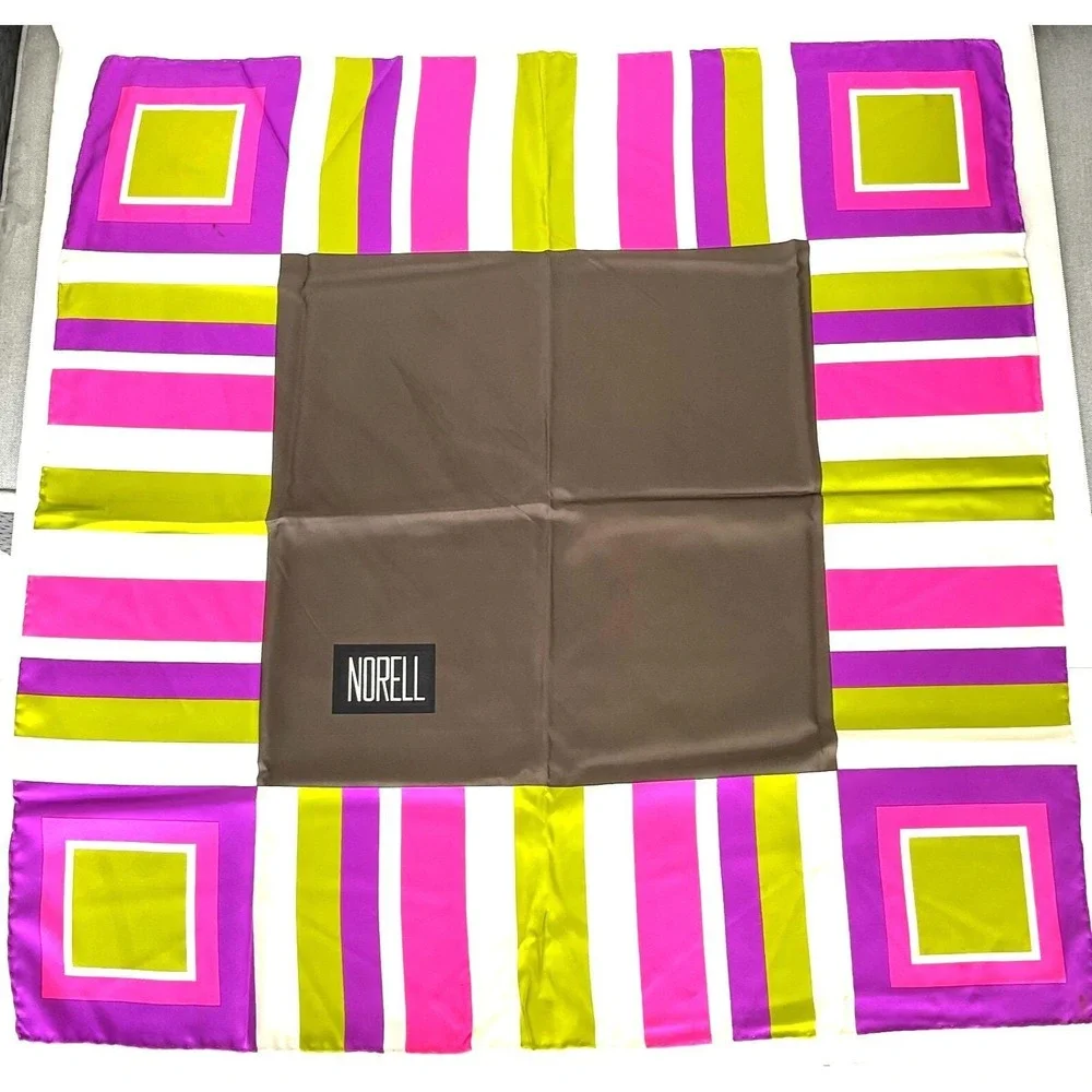 NORMAN NORELL 100% Silk Scarf Geometric Switzerland Fashion Designer 34